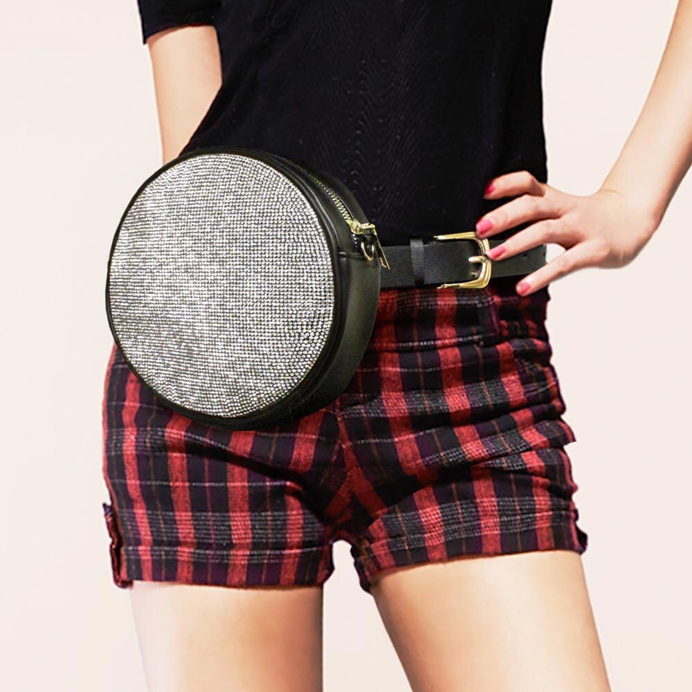 2-Way Rhinestone Crossbody Belt Bag